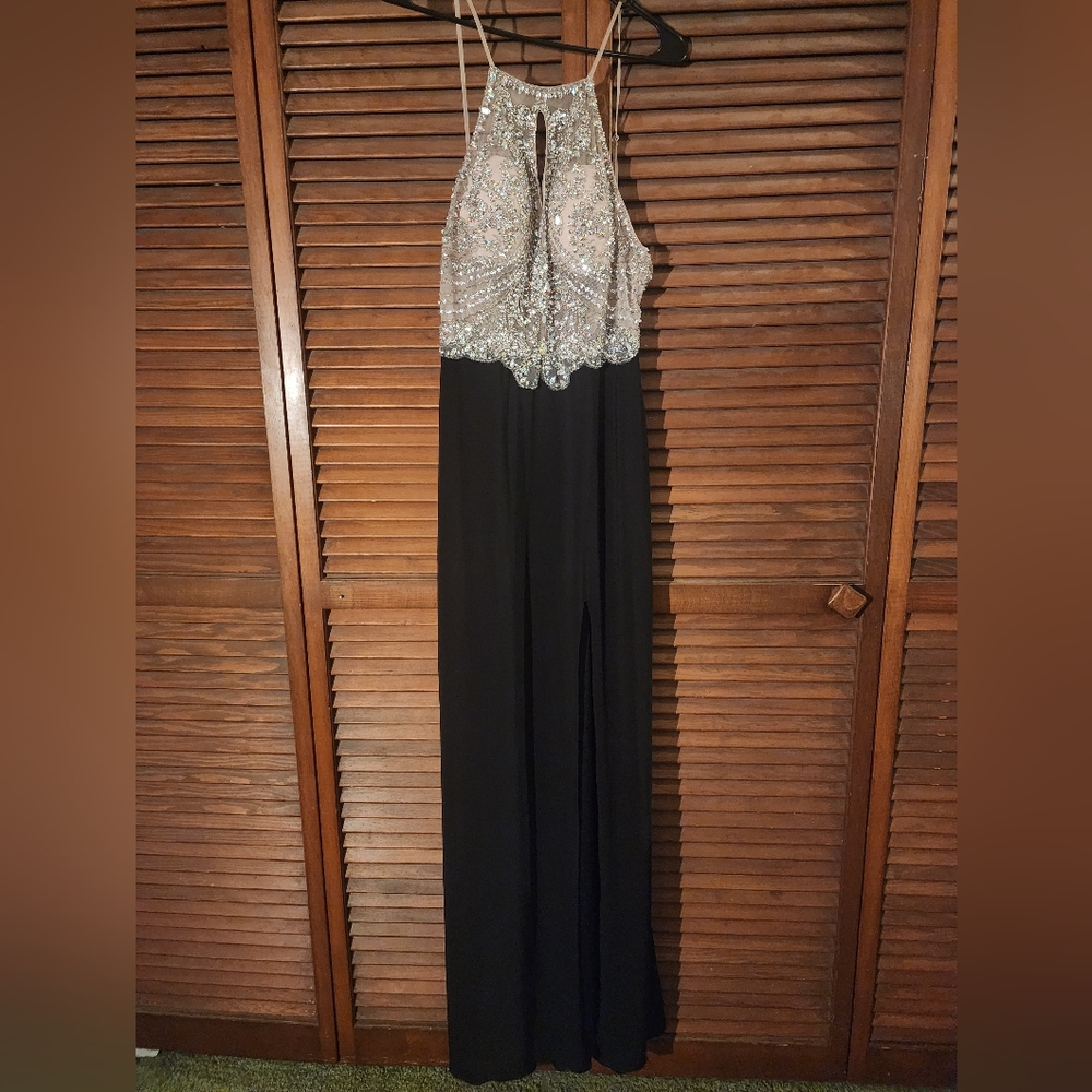 Glamorous Black and Silver Prom Dress